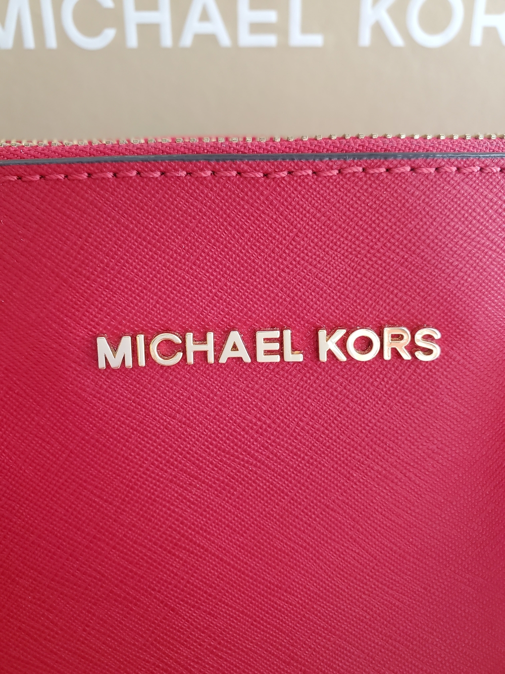 Michael Kors Red Saffiano Leather Tote Bag - Picture 3 of 14